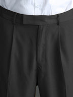 Dress Trousers Wide-Leg Pleated Black Men's – Office, Casual, Formal, Everyday Smart Wear