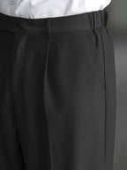 Dress Trousers Wide-Leg Pleated Black Men's – Office, Casual, Formal, Everyday Smart Wear