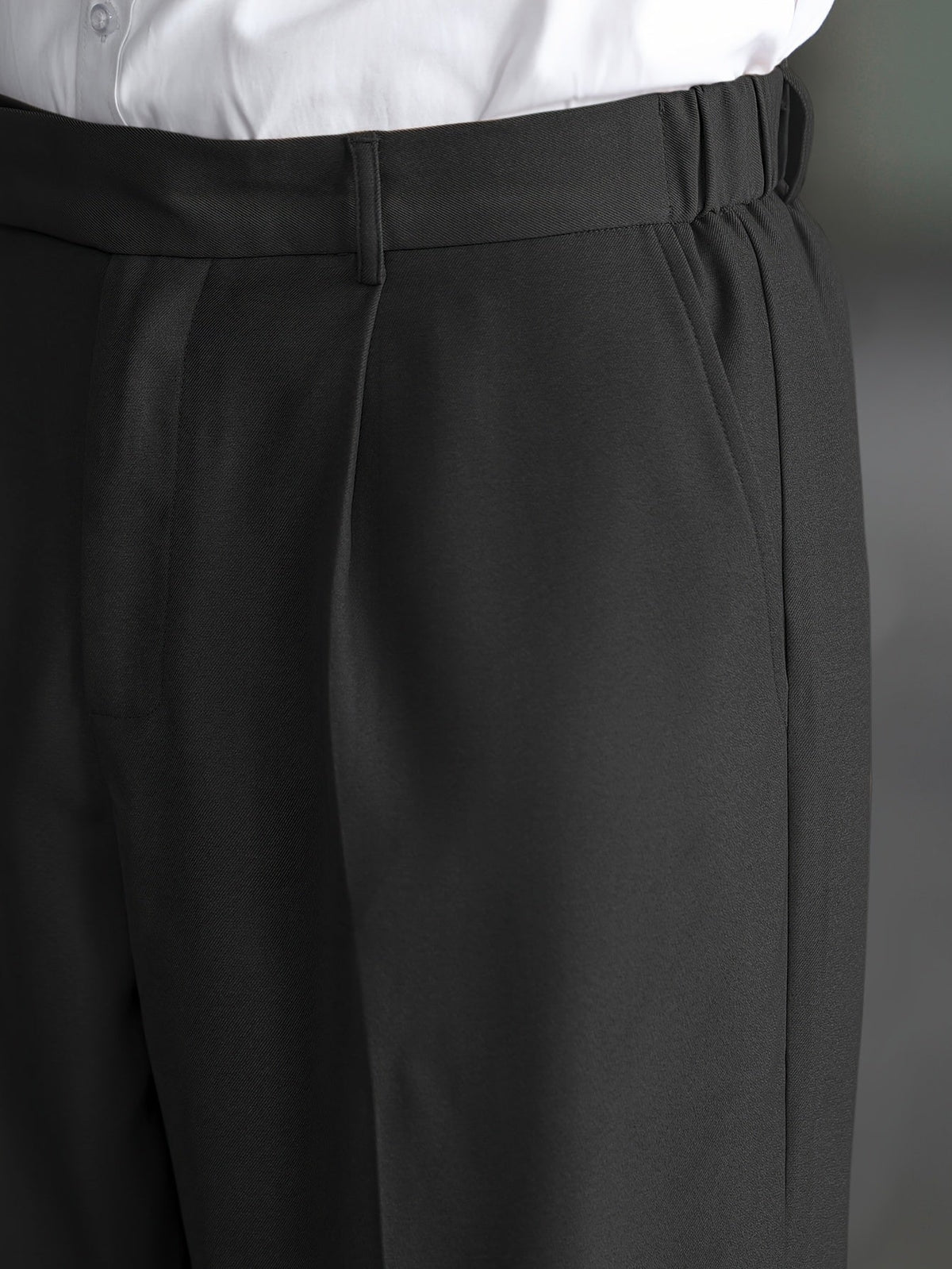 Dress Trousers Wide-Leg Pleated Black Men's – Office, Casual, Formal, Everyday Smart Wear