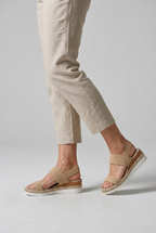 Espadrille Wedge Sandals Beige Elastic Strap Women's Open Toe – Casual, Holiday · Werune