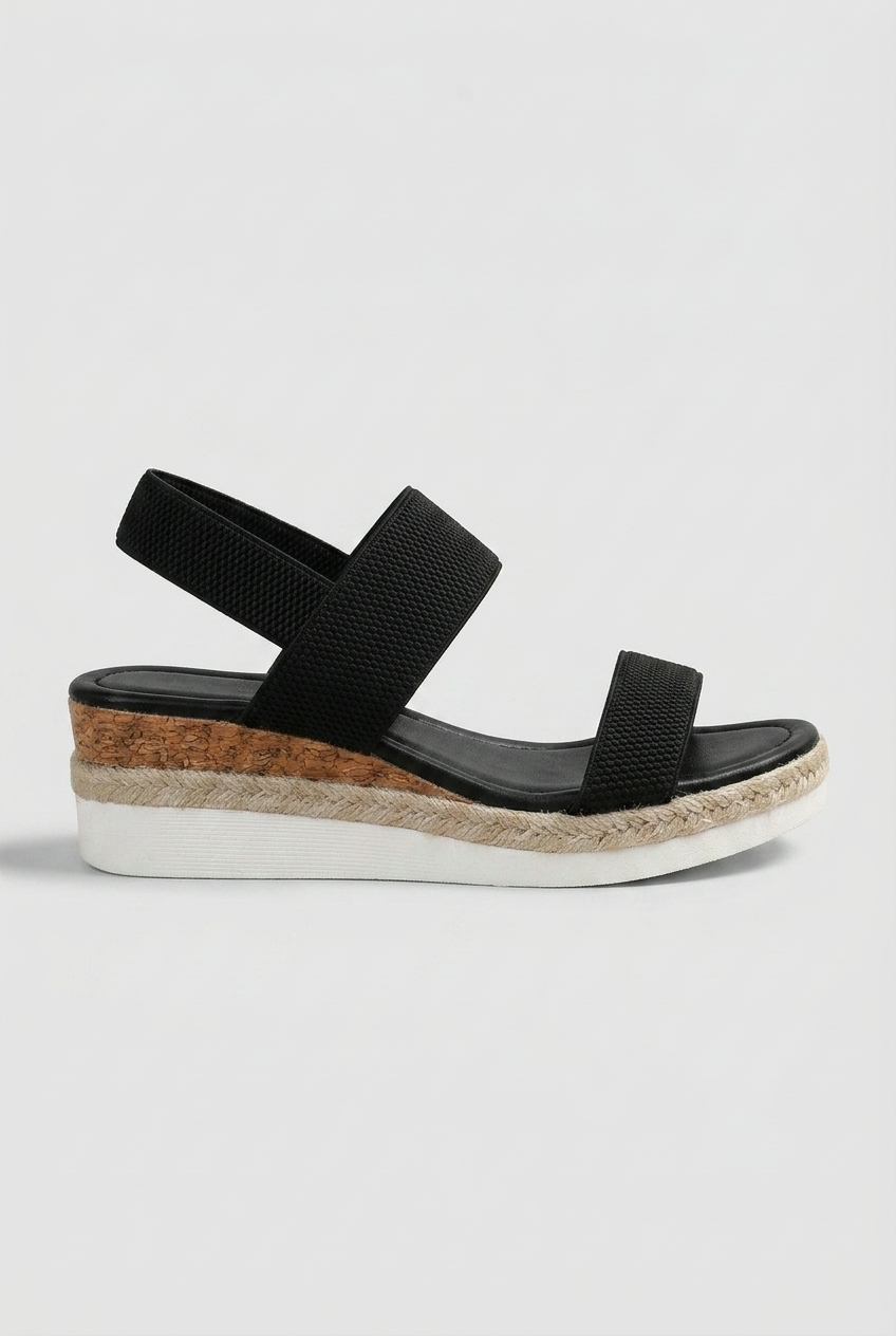 Espadrille Wedge Sandals Beige Elastic Strap Women's Open Toe – Casual, Holiday · Werune