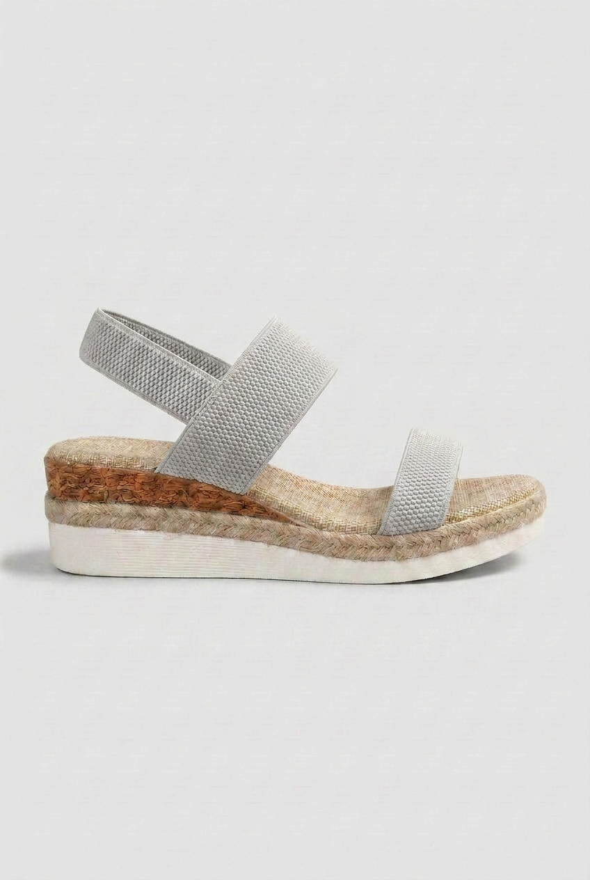 Espadrille Wedge Sandals Beige Elastic Strap Women's Open Toe – Casual, Holiday · Werune