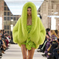 Faux Fur Hooded Coat Green Oversized Women's Long Sleeve – Casual, Holiday, Winter Statement Outerwear