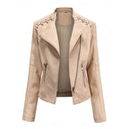 Faux Leather Biker Jacket Black Women's Zip-Up Moto Coat – Casual, Office, Holiday, Gift
