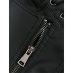 Faux Leather Biker Jacket Black Women's Zip-Up Moto Coat – Casual, Office, Holiday, Gift