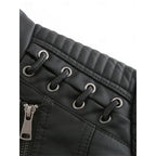 Faux Leather Biker Jacket Black Women's Zip-Up Moto Coat – Casual, Office, Holiday, Gift