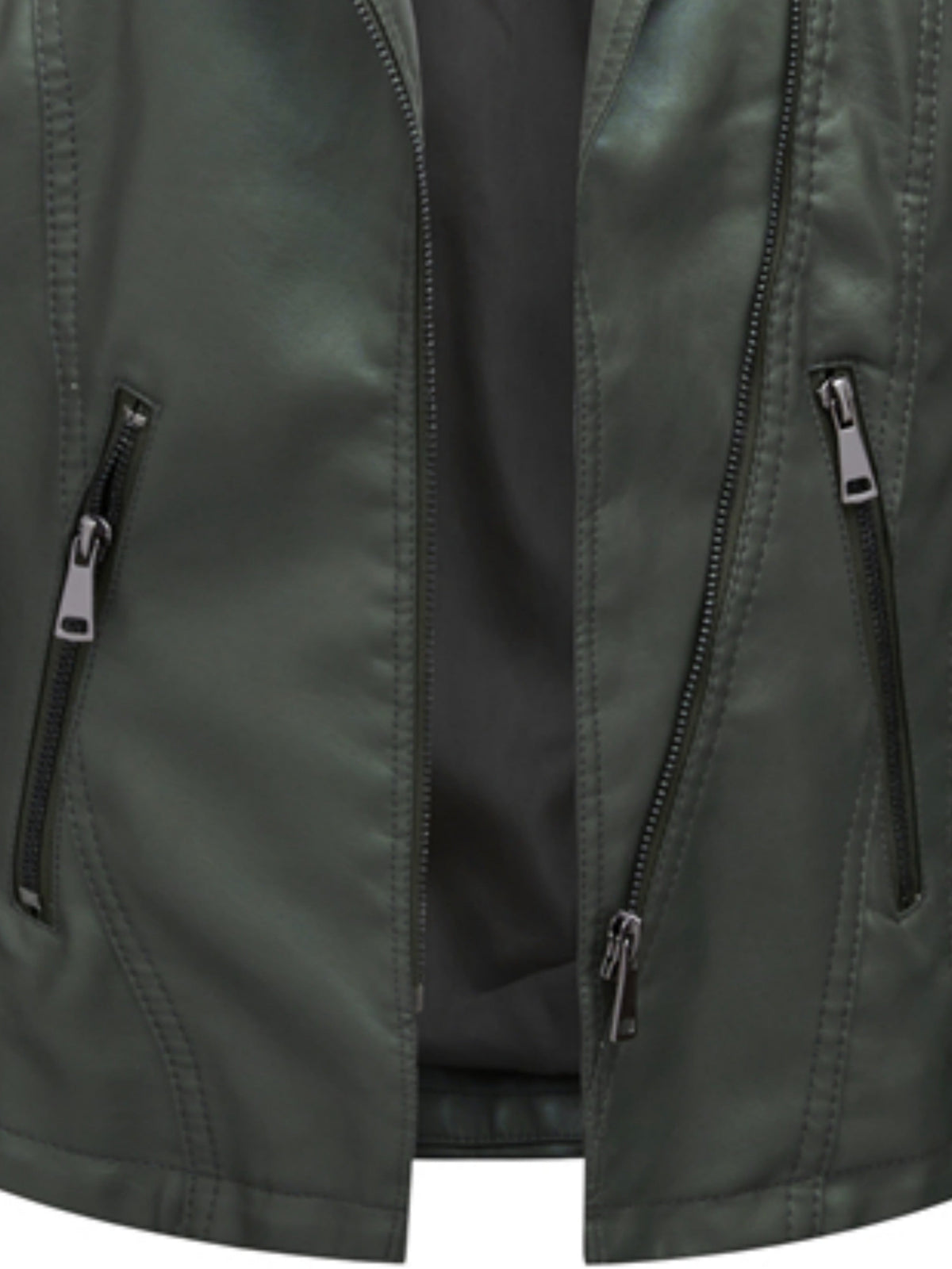 Faux Leather Biker Jacket Women's Green Zip-Up Moto Coat – Casual, Office, Holiday, Gift