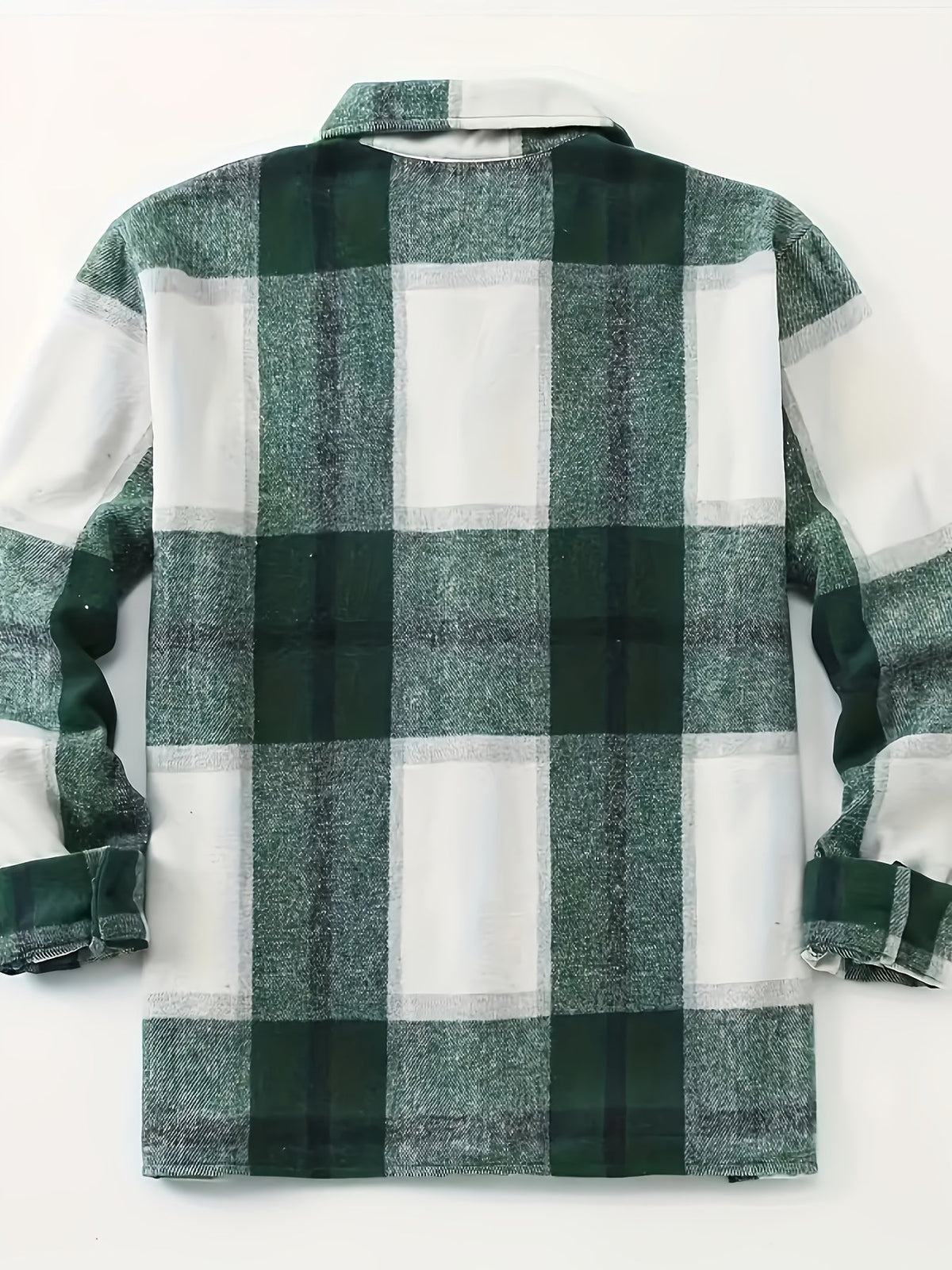 Flannel Overshirt Green Check Men's Long Sleeve Button-Up Shacket – Casual, Autumn Layering