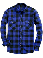 Flannel Shirt Red Black Buffalo Check Men's Long Sleeve Button-Up – Casual, Office, Holiday, Gift