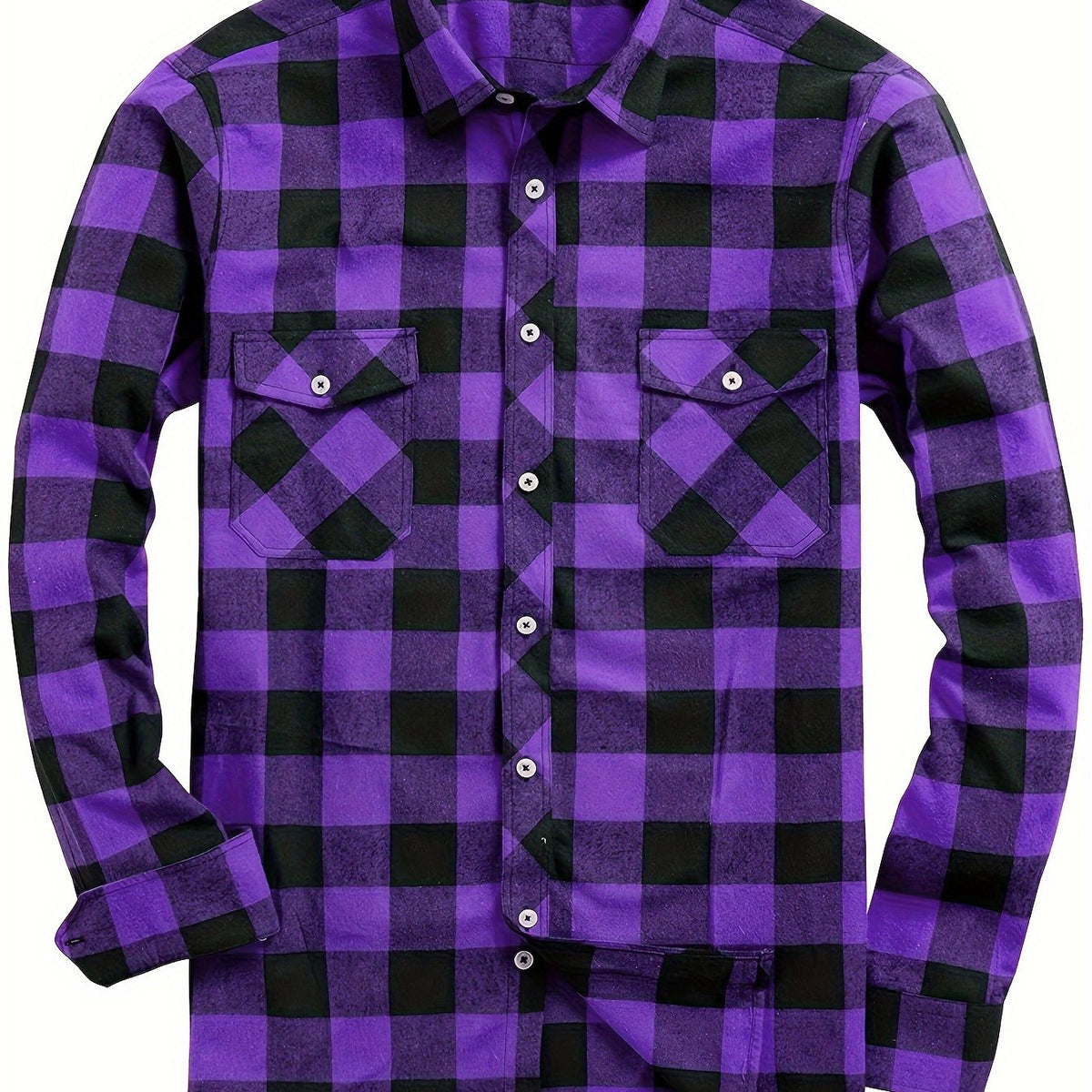 Flannel Shirt Red Black Buffalo Check Men's Long Sleeve Button-Up – Casual, Office, Holiday, Gift