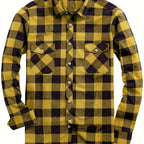 Flannel Shirt Red Black Buffalo Check Men's Long Sleeve Button-Up – Casual, Office, Holiday, Gift