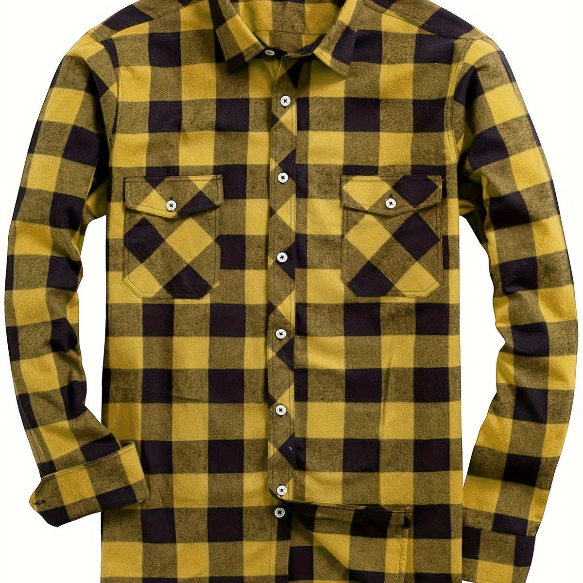 Flannel Shirt Red Black Buffalo Check Men's Long Sleeve Button-Up – Casual, Office, Holiday, Gift