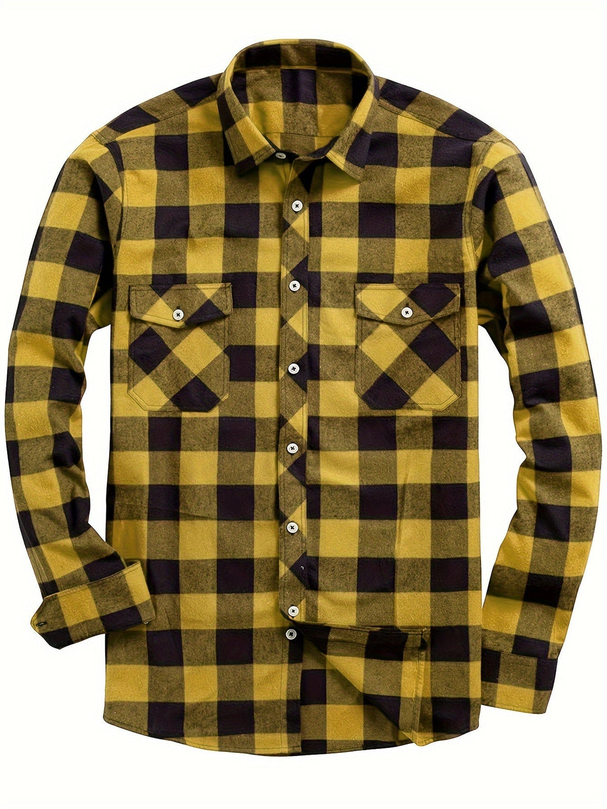 Flannel Shirt Red Black Buffalo Check Men's Long Sleeve Button-Up – Casual, Office, Holiday, Gift