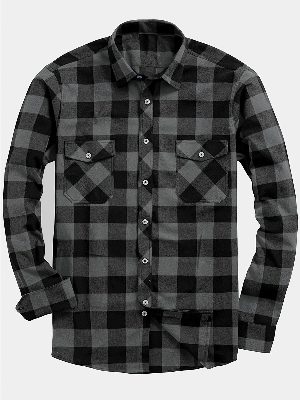 Flannel Shirt Red Black Buffalo Check Men's Long Sleeve Button-Up – Casual, Office, Holiday, Gift
