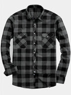 Flannel Shirt Red Black Buffalo Check Men's Long Sleeve Button-Up – Casual, Office, Holiday, Gift