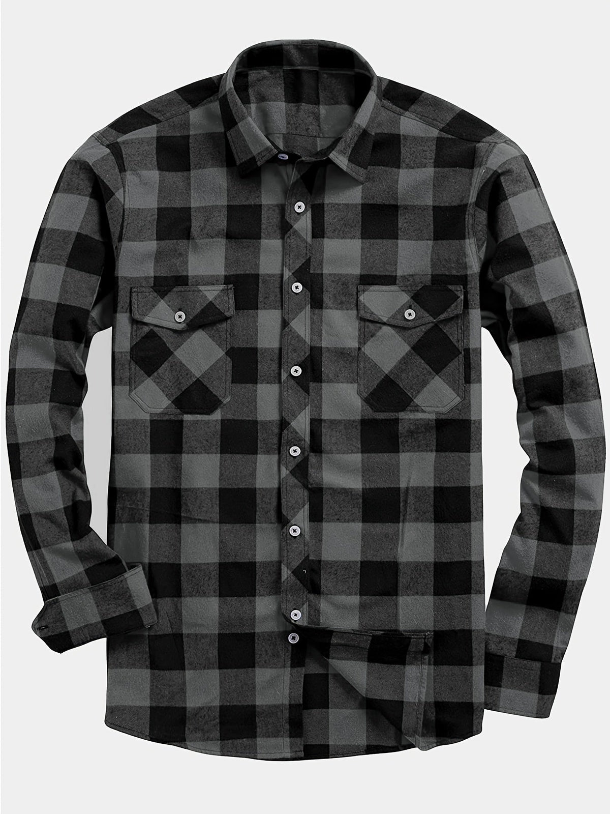 Flannel Shirt Red Black Buffalo Check Men's Long Sleeve Button-Up – Casual, Office, Holiday, Gift