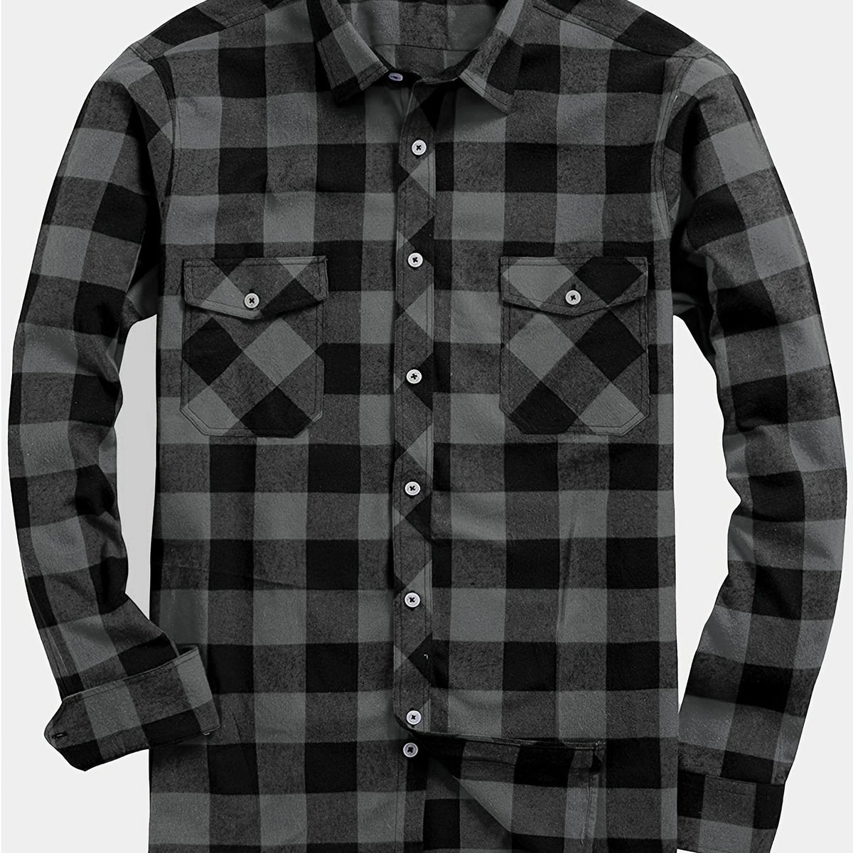 Flannel Shirt Red Black Buffalo Check Men's Long Sleeve Button-Up – Casual, Office, Holiday, Gift
