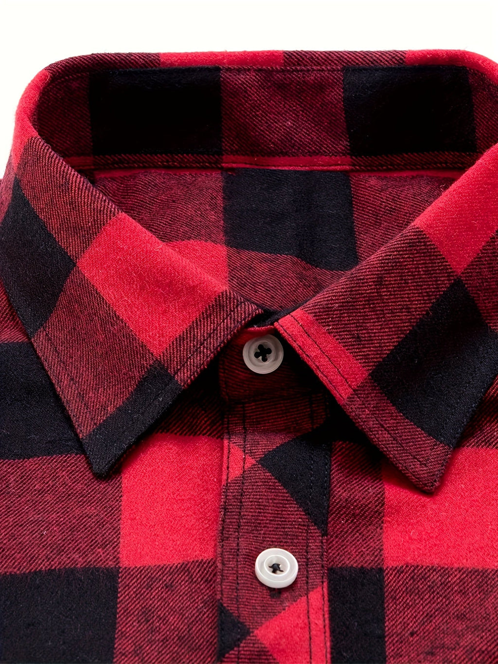 Flannel Shirt Red Black Buffalo Check Men's Long Sleeve Button-Up – Casual, Office, Holiday, Gift