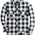 Flannel Shirt Red Black Buffalo Check Men's Long Sleeve Button-Up – Casual, Office, Holiday, Gift