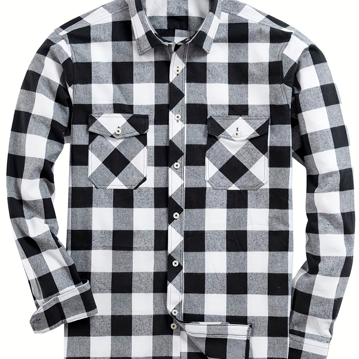 Flannel Shirt Red Black Buffalo Check Men's Long Sleeve Button-Up – Casual, Office, Holiday, Gift