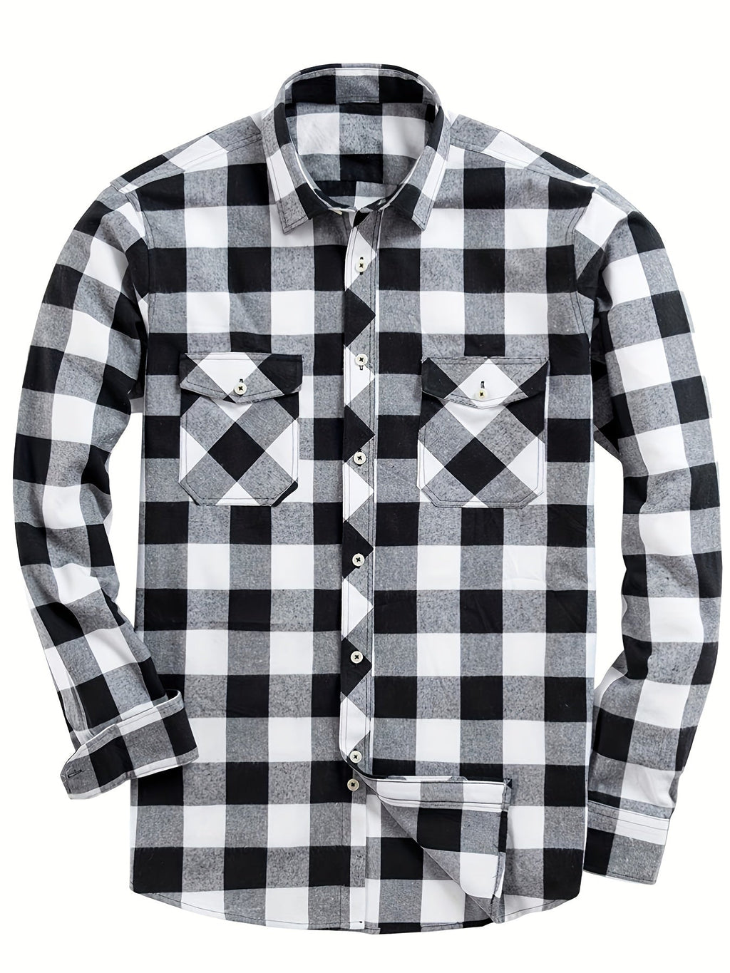 Flannel Shirt Red Black Buffalo Check Men's Long Sleeve Button-Up – Casual, Office, Holiday, Gift
