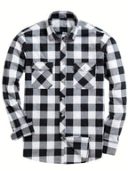 Flannel Shirt Red Black Buffalo Check Men's Long Sleeve Button-Up – Casual, Office, Holiday, Gift