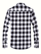 Flannel Shirt Red Black Buffalo Check Men's Long Sleeve Button-Up – Casual, Office, Holiday, Gift