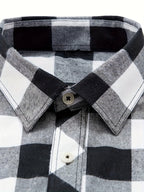 Flannel Shirt Red Black Buffalo Check Men's Long Sleeve Button-Up – Casual, Office, Holiday, Gift