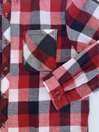 Flannel Shirt Red Navy Buffalo Check Women's Long Sleeve Button-Up – Casual, Autumn Layering, Gift