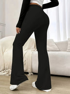 Flared Trousers Black High-Waist Women's Stretch Bootcut Pants – Casual, Office · Werune