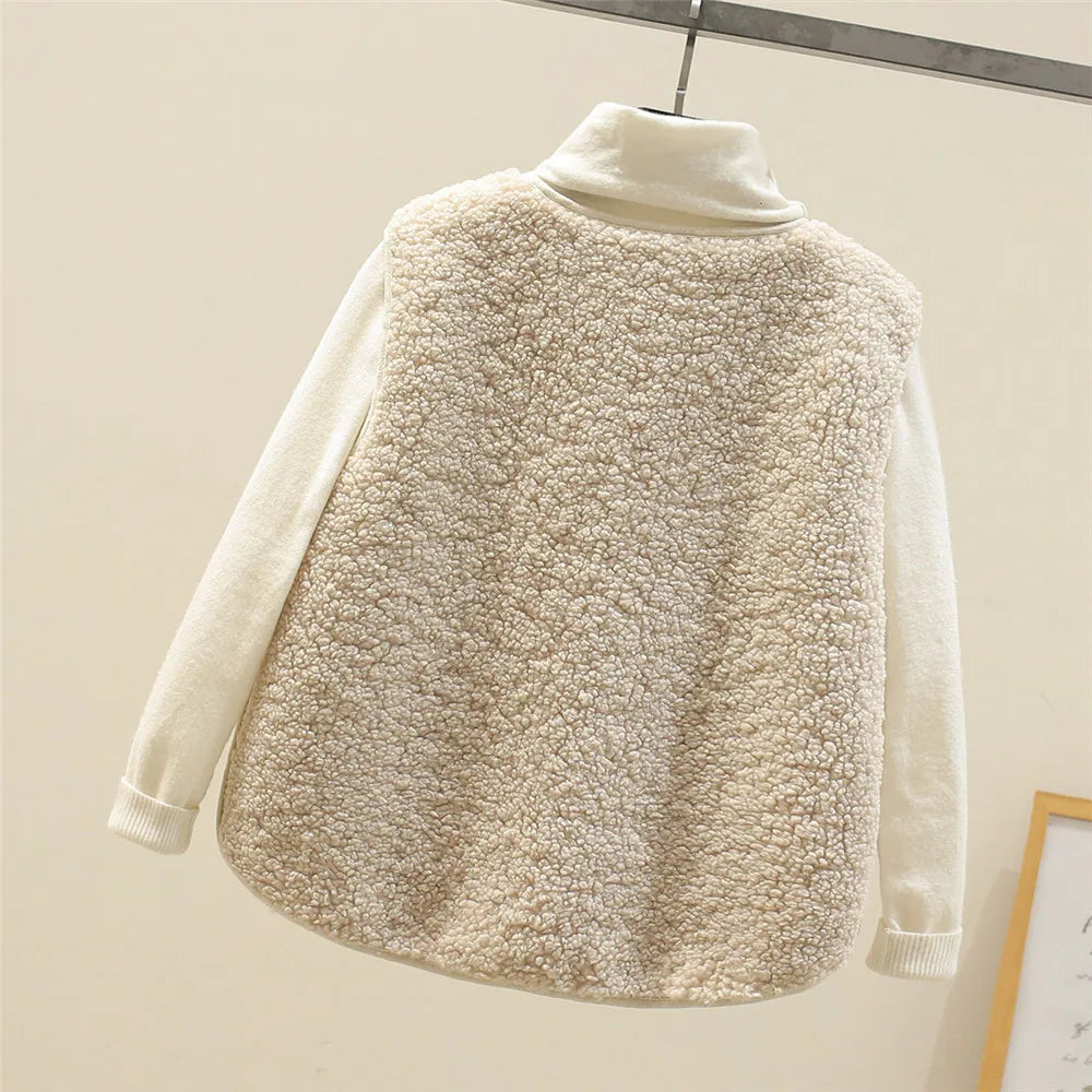 Fleece Gilet Sleeveless Vest Brown Women's – Casual, Winter Layering, Cosy Everyday Warmth