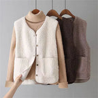 Fleece Gilet Sleeveless Vest Brown Women's – Casual, Winter Layering, Cosy Everyday Warmth