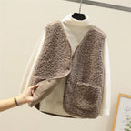 Fleece Gilet Sleeveless Vest Brown Women's – Casual, Winter Layering, Cosy Everyday Warmth