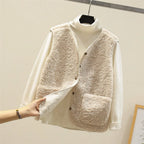 Fleece Gilet Sleeveless Vest Brown Women's – Casual, Winter Layering, Cosy Everyday Warmth