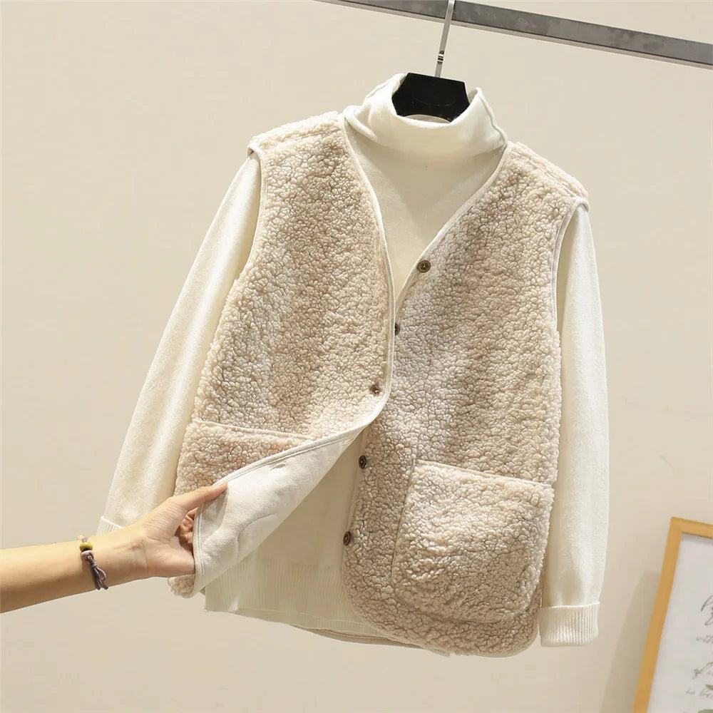 Fleece Gilet Sleeveless Vest Brown Women's – Casual, Winter Layering, Cosy Everyday Warmth