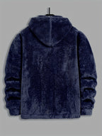 Fleece Hooded Jacket Navy Blue Men's Zip-Up – Casual, Winter Warmth · Werune