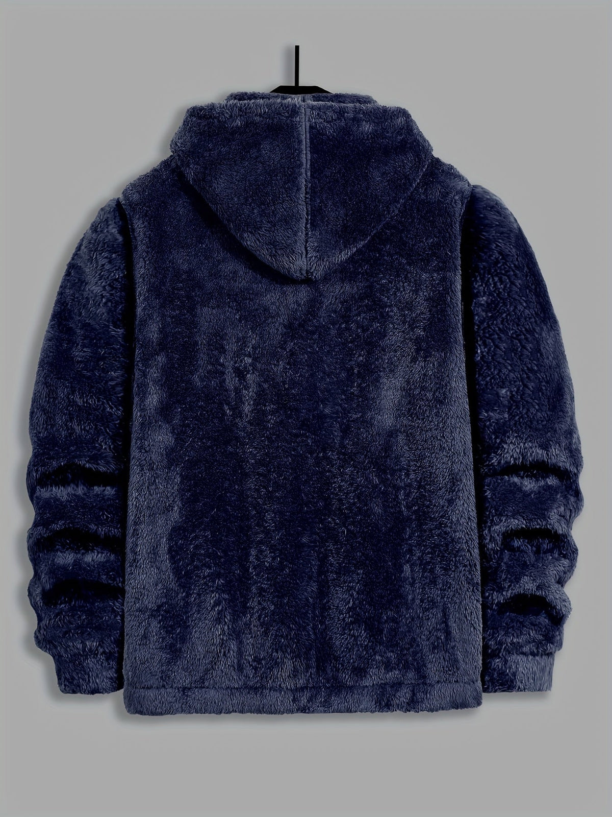 Fleece Hooded Jacket Navy Blue Men's Zip-Up – Casual, Winter Warmth · Werune