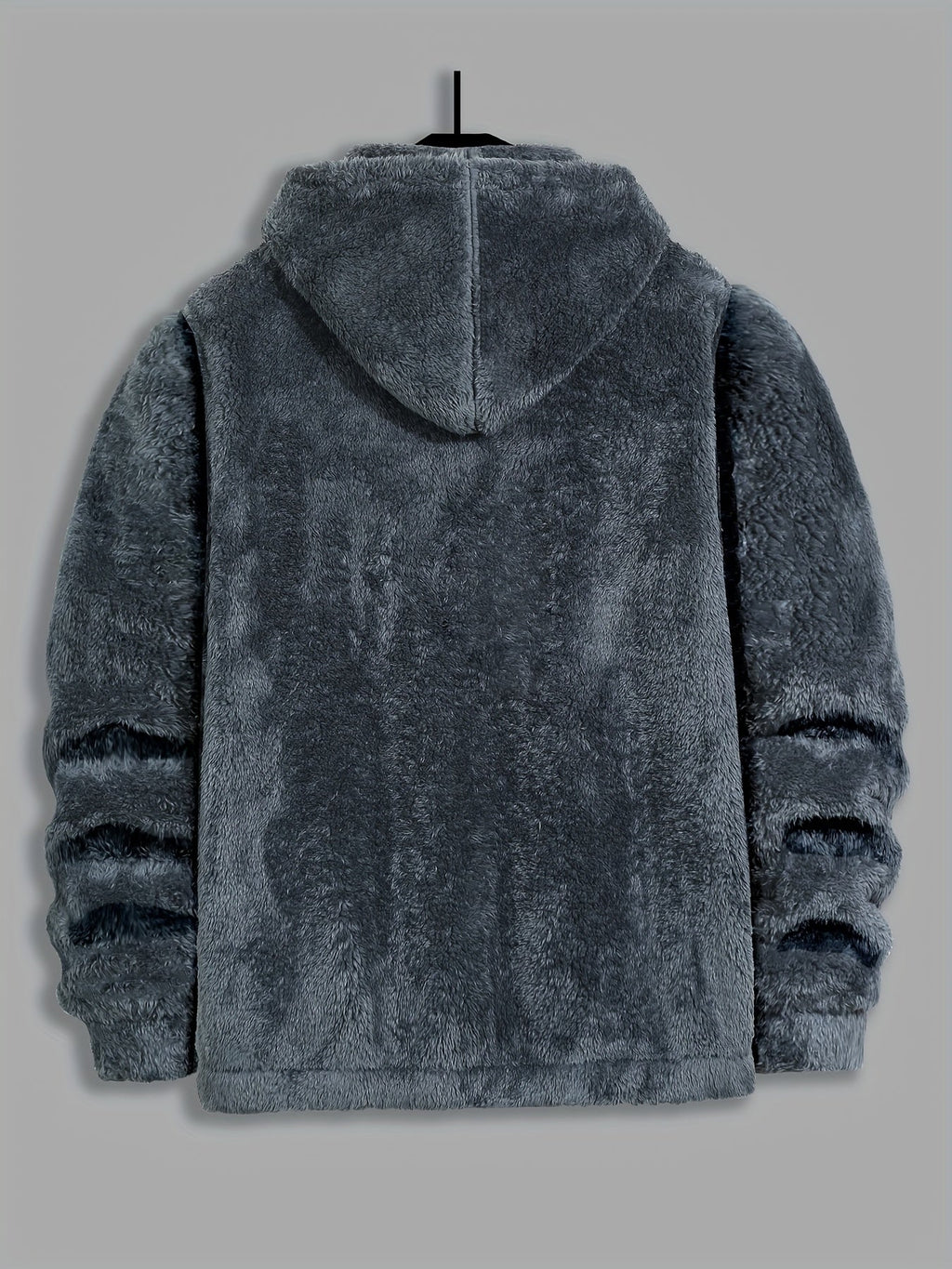 Fleece Hooded Jacket Navy Blue Men's Zip-Up – Casual, Winter Warmth · Werune