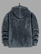 Fleece Hooded Jacket Navy Blue Men's Zip-Up – Casual, Winter Warmth · Werune