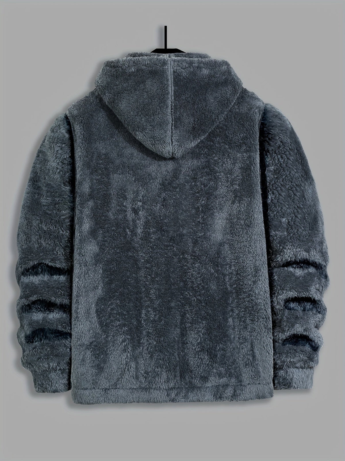 Fleece Hooded Jacket Navy Blue Men's Zip-Up – Casual, Winter Warmth · Werune