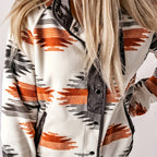 Fleece Jacket Aztec Print Women's Snap-Front – Casual, Autumn, Everyday Layering, Gift