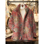 Fleece Jacket Floral Print Red Women's – Casual, Holiday, Office, Gift · Werune