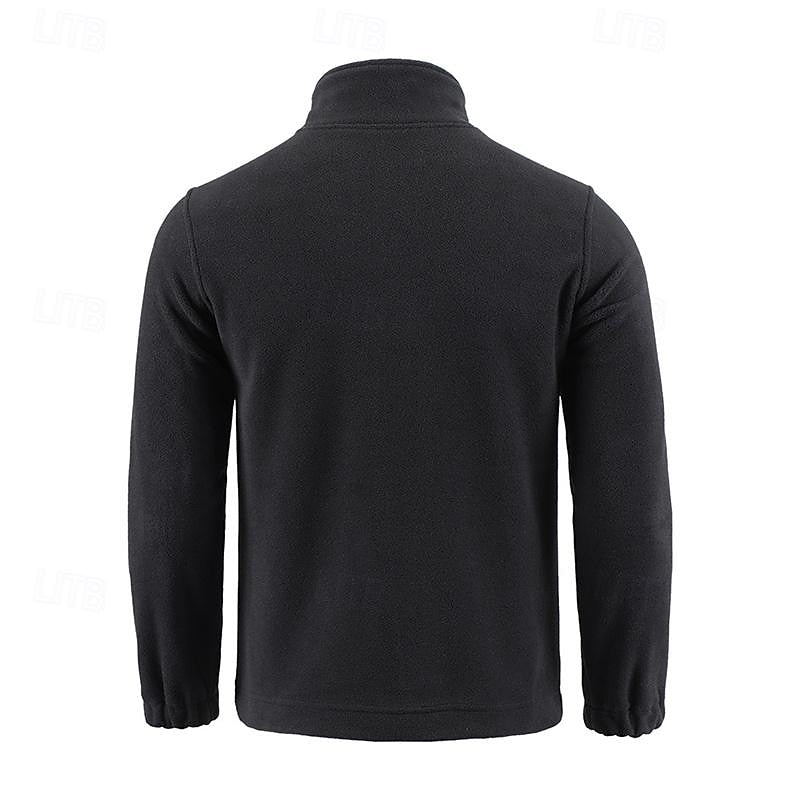 Fleece Jacket Full-Zip Stand-Collar Green Men's – Casual, Outdoor, Holiday, Gift