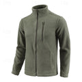 Fleece Jacket Full-Zip Stand-Collar Green Men's – Casual, Outdoor, Holiday, Gift