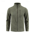 Fleece Jacket Full-Zip Stand-Collar Green Men's – Casual, Outdoor, Holiday, Gift