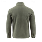 Fleece Jacket Full-Zip Stand-Collar Green Men's – Casual, Outdoor, Holiday, Gift