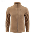 Fleece Jacket Full-Zip Stand-Collar Green Men's – Casual, Outdoor, Holiday, Gift