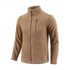 Fleece Jacket Full-Zip Stand-Collar Green Men's – Casual, Outdoor, Holiday, Gift