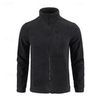 Fleece Jacket Full-Zip Stand-Collar Green Men's – Casual, Outdoor, Holiday, Gift
