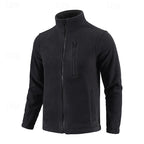 Fleece Jacket Full-Zip Stand-Collar Green Men's – Casual, Outdoor, Holiday, Gift
